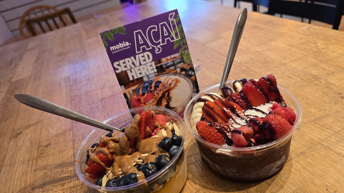Fresh açaí bowls served at Board & Brewed